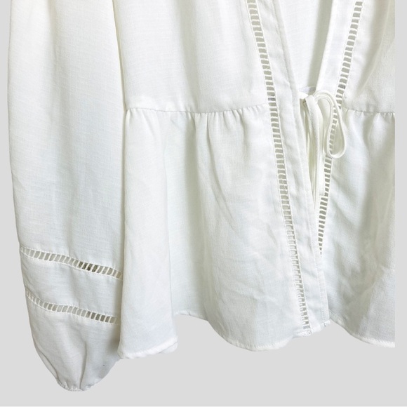 Torrid 2 Women’s White Eyelet Top Front Lace-up Cottagecore, Boho Long Sleeve - Picture 14 of 14
